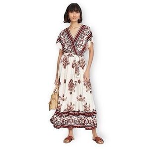 Roxy White and Red Floral Maxi Dress